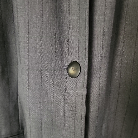 Harvé Benard Gray Pinstripe Long Blazer Coat Sz18 Plus Size Office Career Chic - Picture 3 of 12